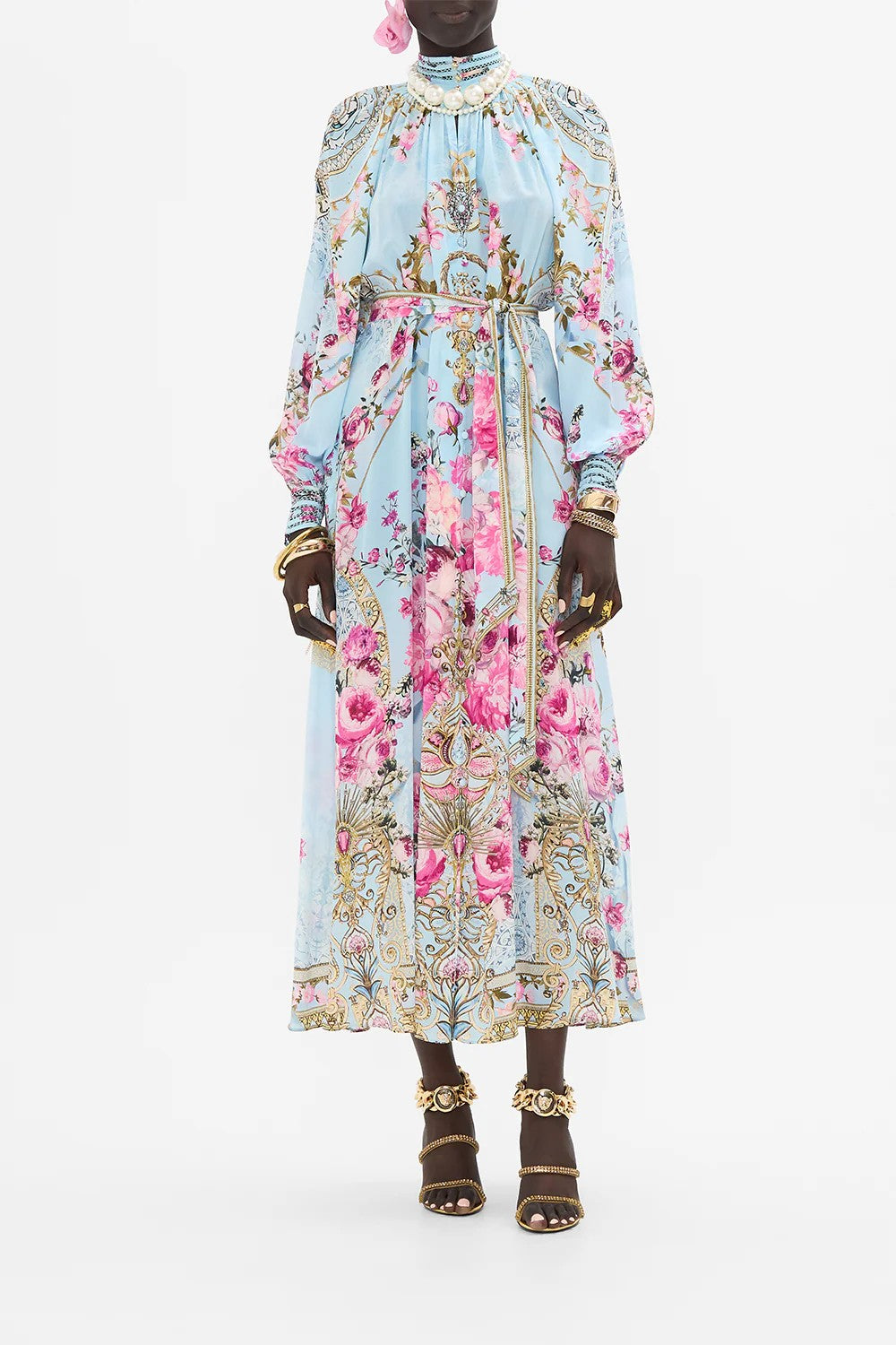 Raglan sleeve midi shirt dress - 1