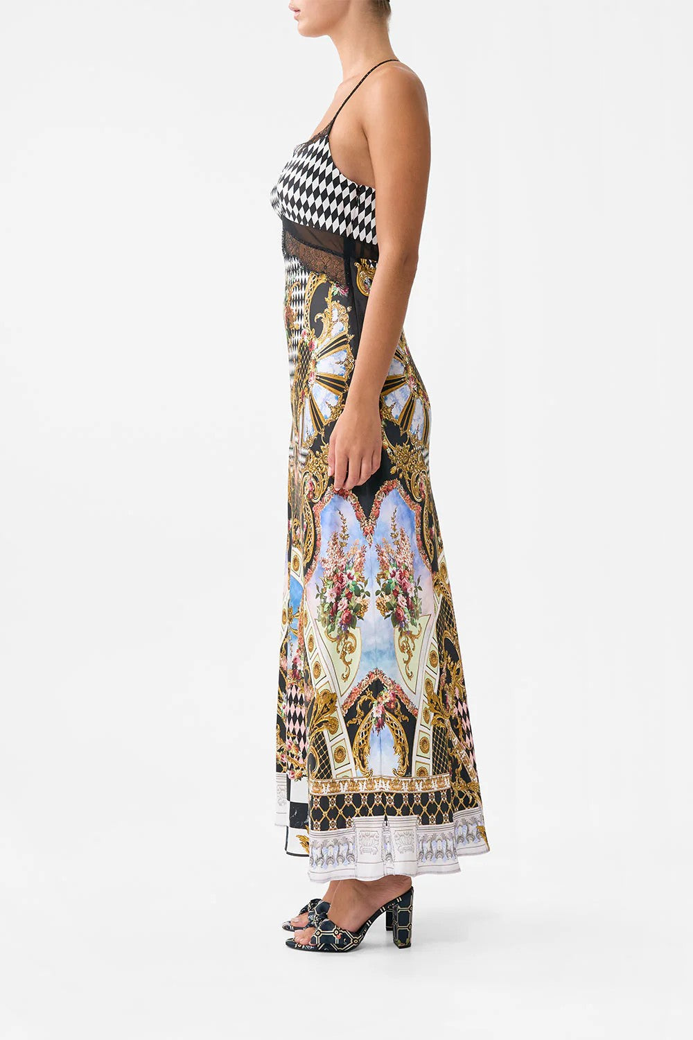 Lace splice bias long dress - 3