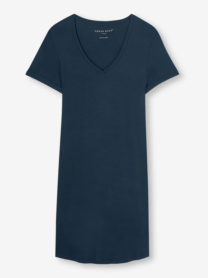 Lara Micro Modal Stretch Navy - Women's V-Neck Sleep T-Shirt - 7