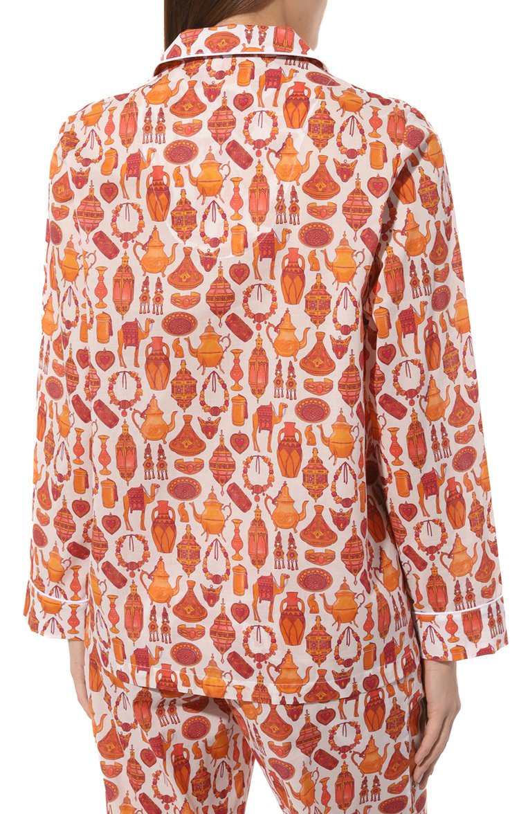 Orange Cambric Pyjama with Moroccan-Inspired Print - Orange - 3