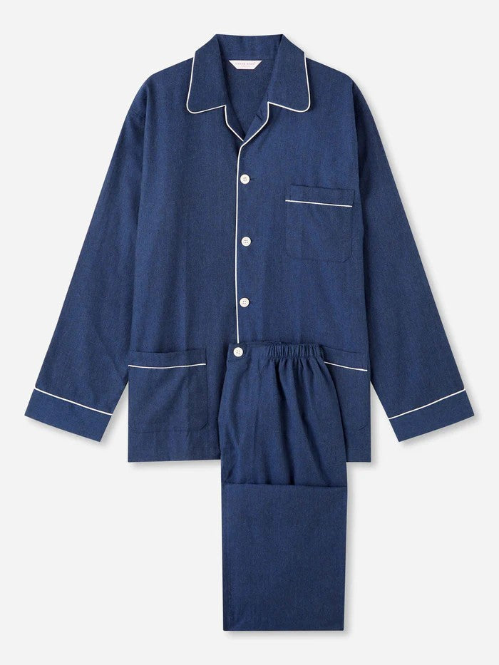 Balmoral 3 Brushed Cotton Navy - Men's Classic Fit Pyjamas -