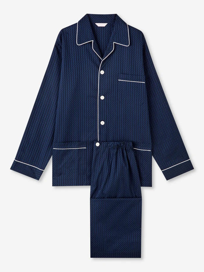 Royal 40 Cotton Navy - Derek Rose Men's Classic Fit Pyjamas -