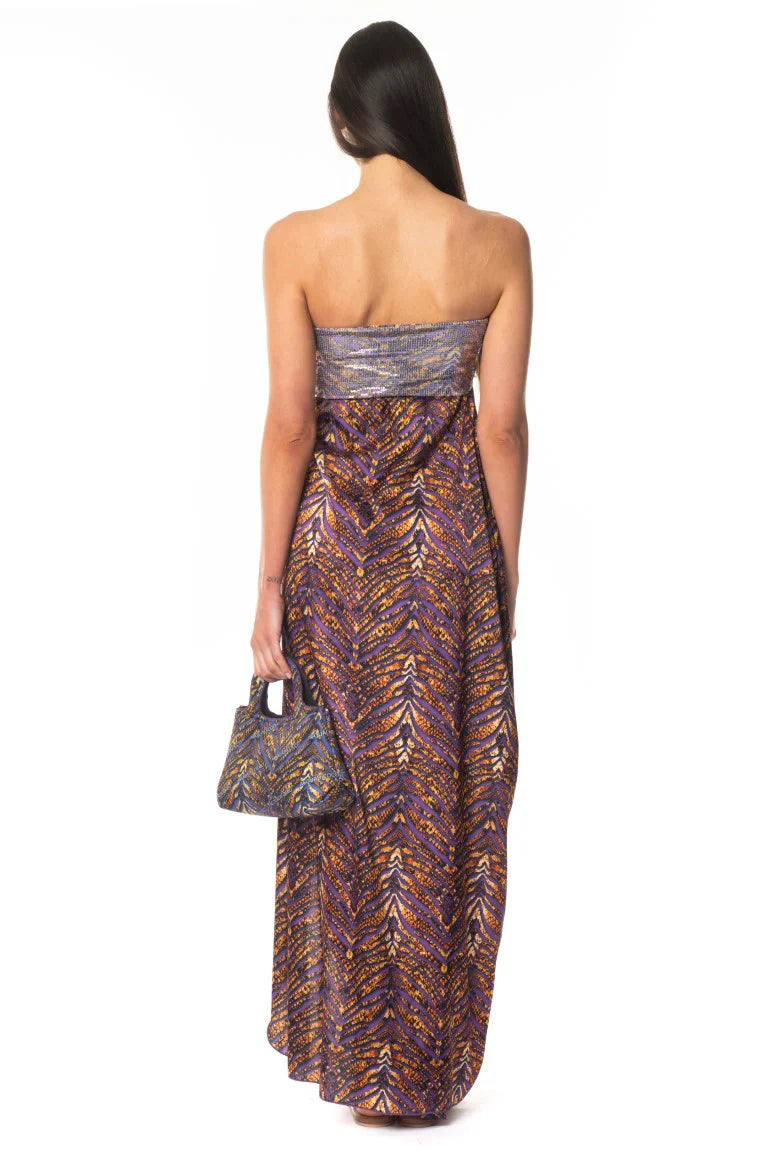 Purple Python Bandeau Dress - Purple - 2