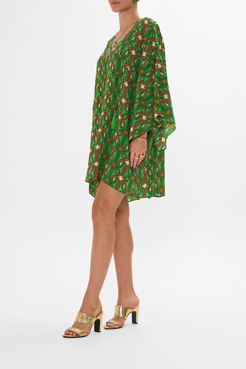 V neck short kaftan with ties - 3