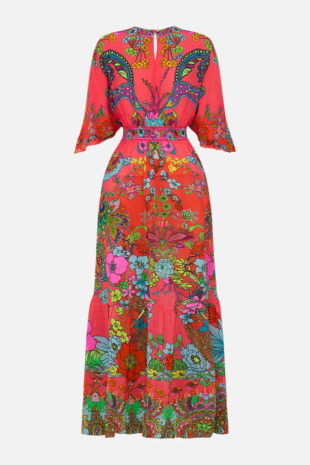 Waisted dress with hem ruffle - 7
