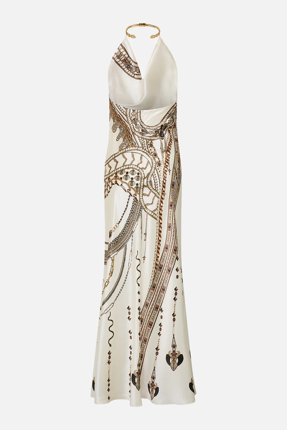Draped long dress with neckpiece - 5