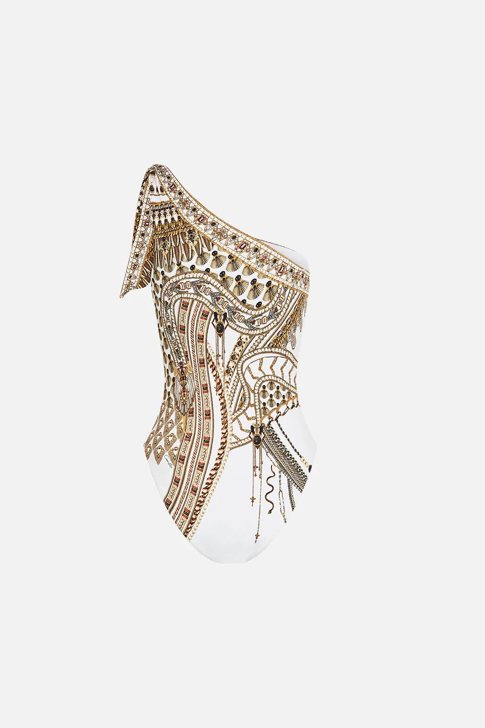 One shoulder tie one piece with trim - 6