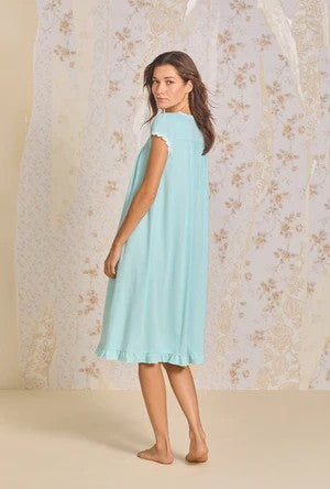 Aqua Stripe Cotton Rich Yarndye Waltz Nightgown - Aqua - 4