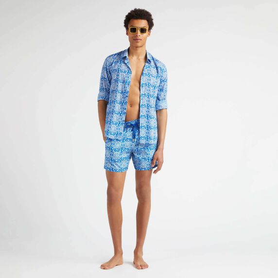 Men Ultra-Light and Packable Swim Trunks Tribal Turtles - Blue - 2