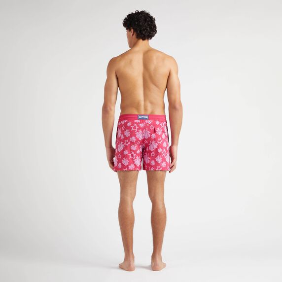 Men Swim Trunks Flocked Turtle Heart Tahiti - Red - 2