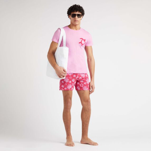 Men Swim Trunks Flocked Turtle Heart Tahiti - Red - 3