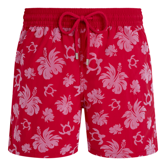 Men Swim Trunks Flocked Turtle Heart Tahiti - Red - 4