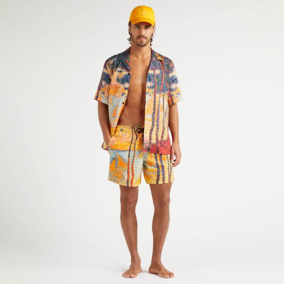 Men 360 Swim Trunks Voile et Pins - Vilebrequin x Paul Signac - Yellow - 1