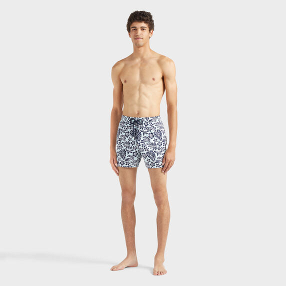 Men Stretch Short Swim Shorts Jungle Leaves - 1