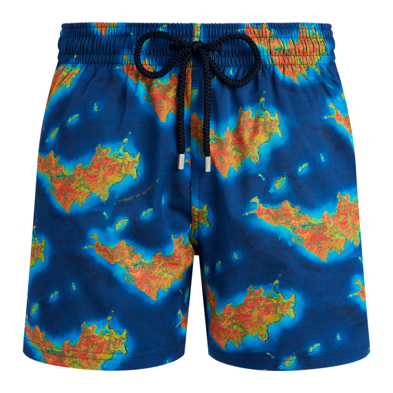 Men Stretch short Swim Trunks Bathymétrie des Oceans St Barth - Blue - 4