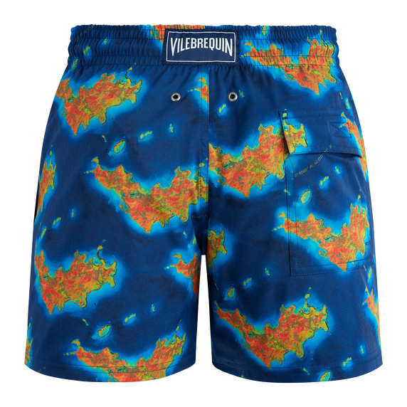 Men Stretch short Swim Trunks Bathymétrie des Oceans St Barth - Blue - 5