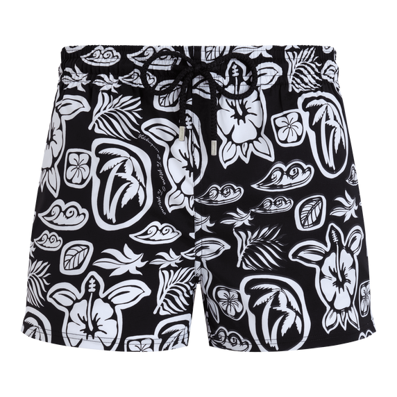 Men Short Swim Shorts Tahiti Turtles - Black - 4