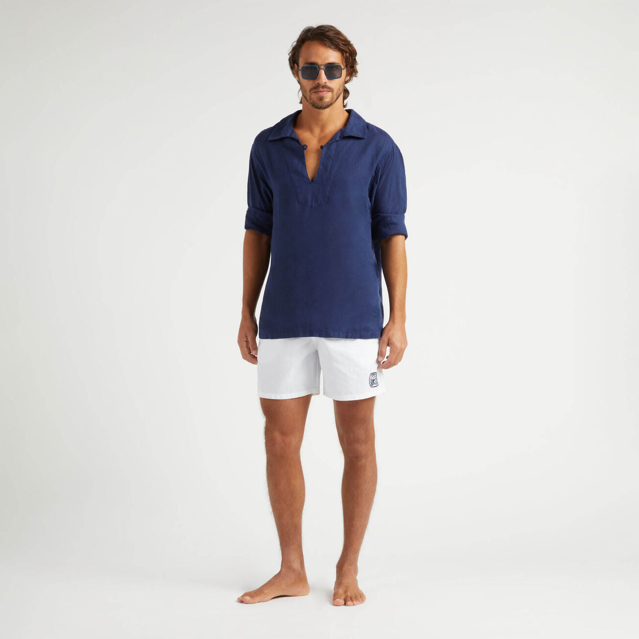 Linen Peajacket Solid - Vilebrequin x Ines de la Fressange - Navy - 3