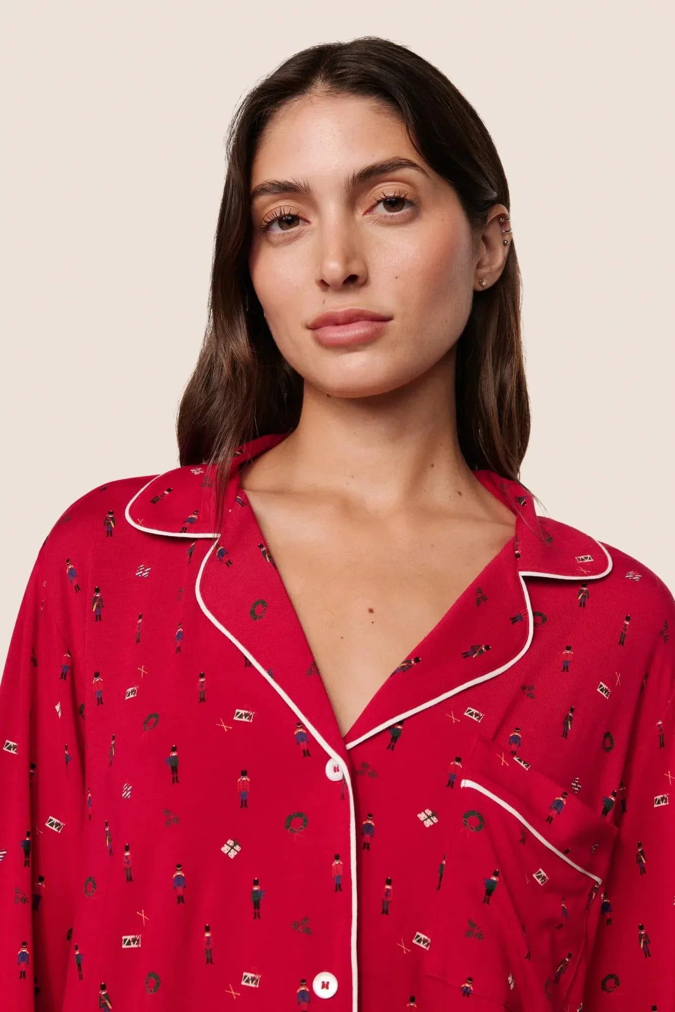 Gisele Printed TENCEL™ Modal Long PJ Set - Red - 2