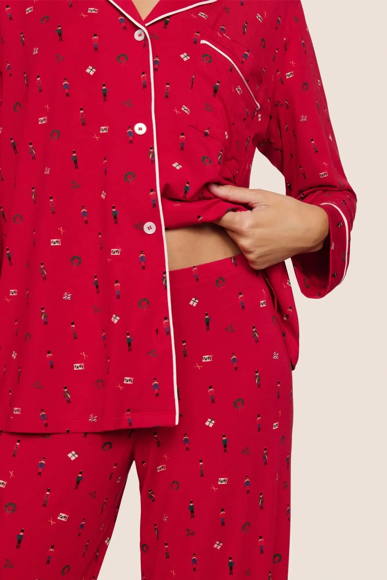 Gisele Printed TENCEL™ Modal Long PJ Set - Red - 3