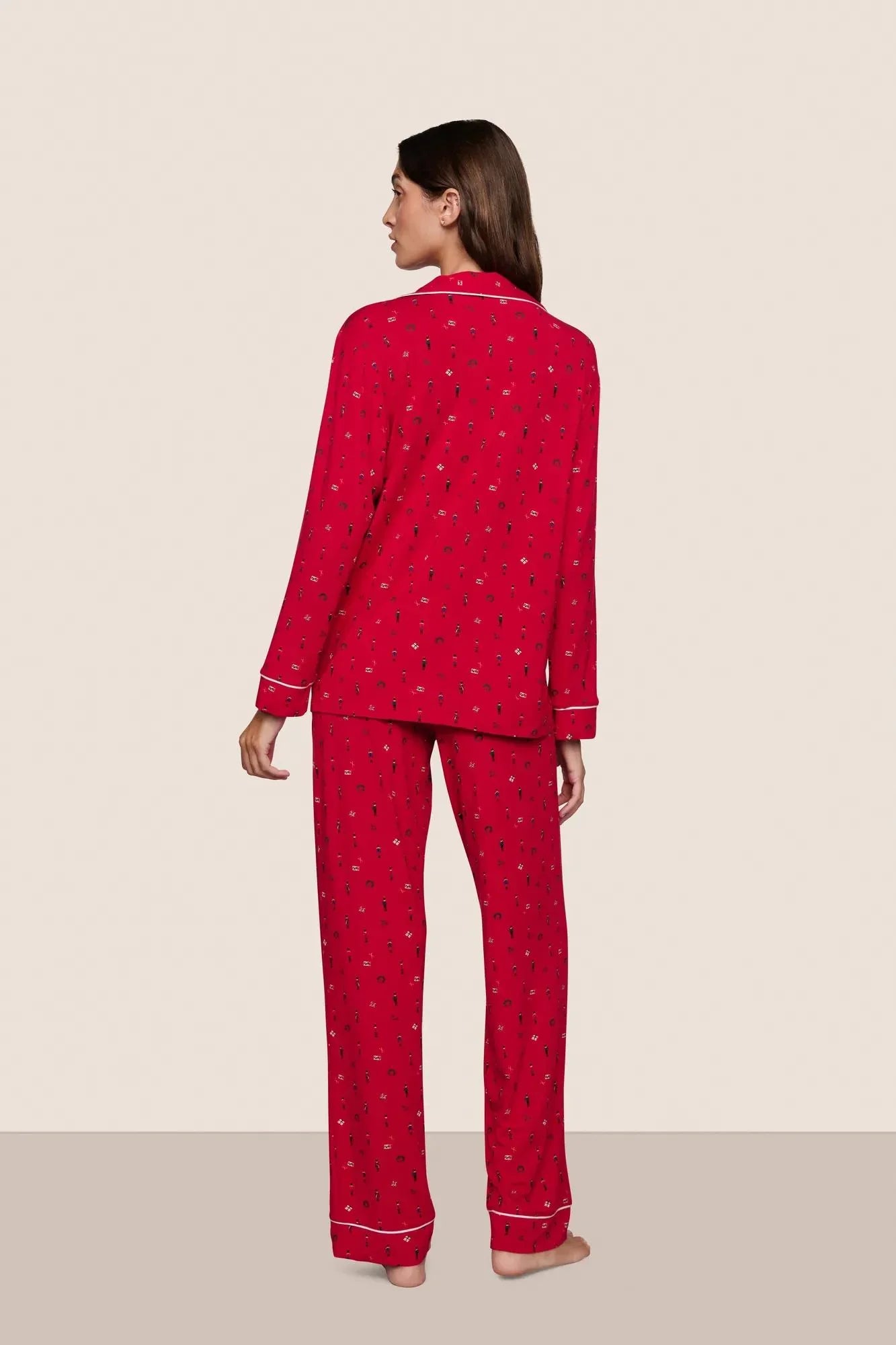 Gisele Printed TENCEL™ Modal Long PJ Set - Red - 4