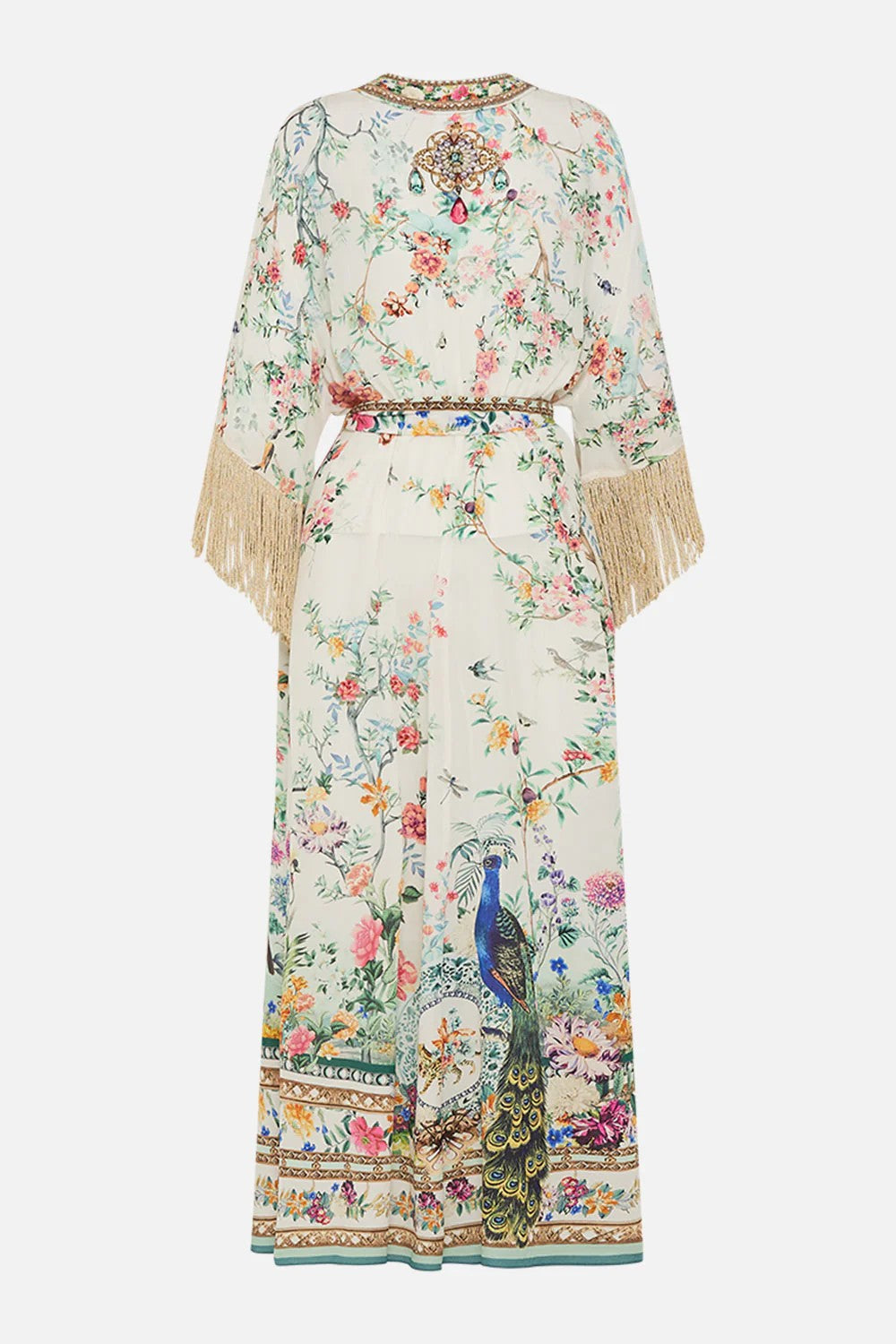 Short sleeve wrap layer with macrame fringe - 5