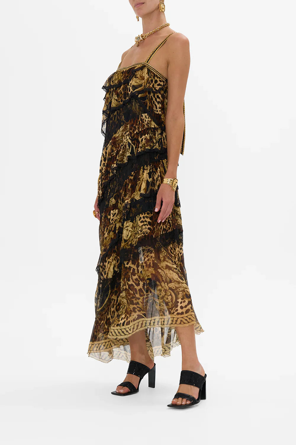 Asymmetric spliced lace dress - 2