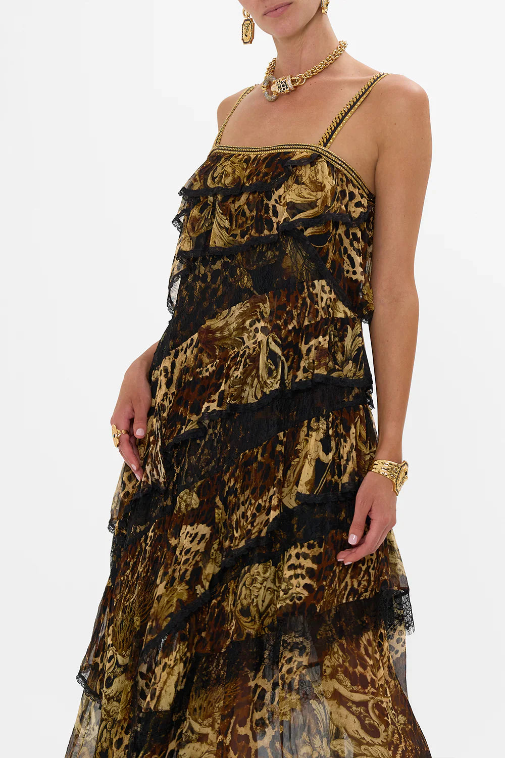 Asymmetric spliced lace dress - 3