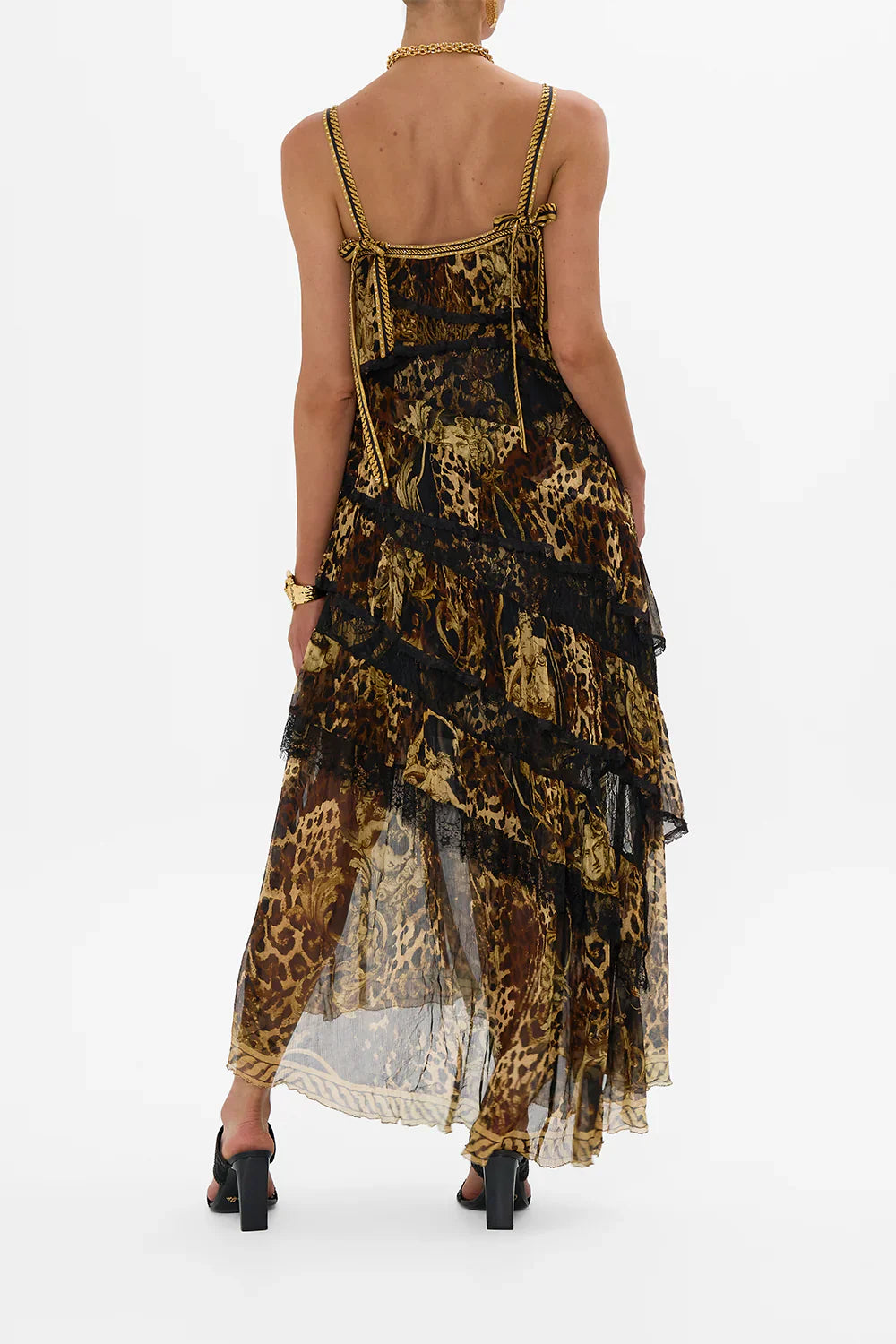 Asymmetric spliced lace dress - 4