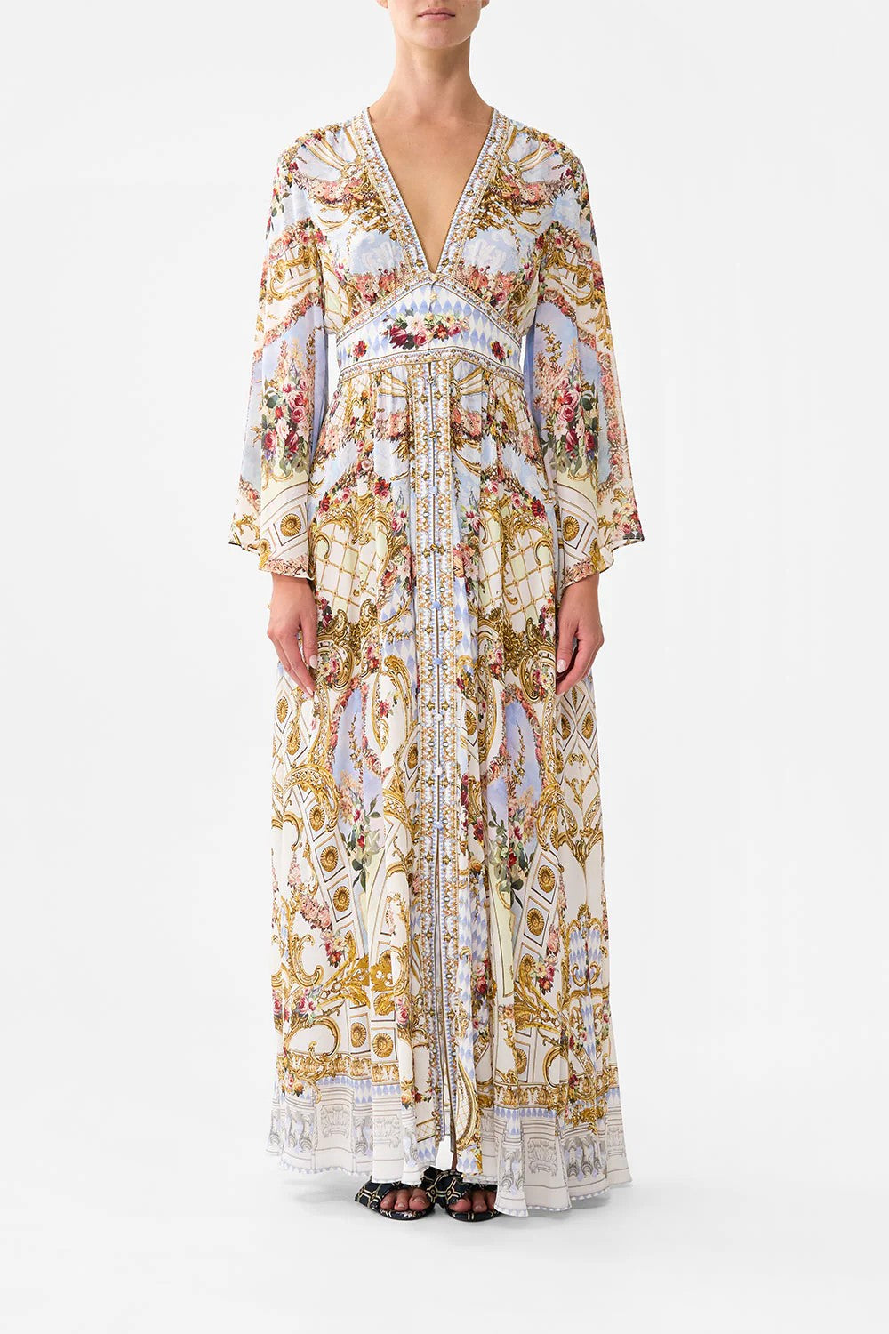 Kimono sleeve dress with shirring detail - 1