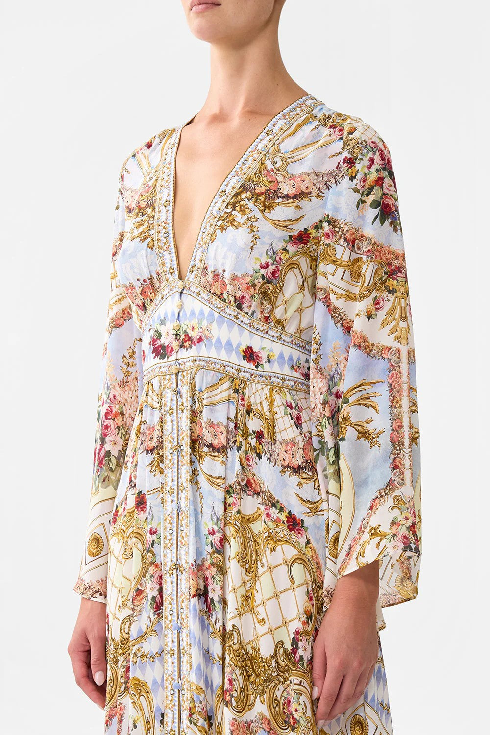 Kimono sleeve dress with shirring detail - 2