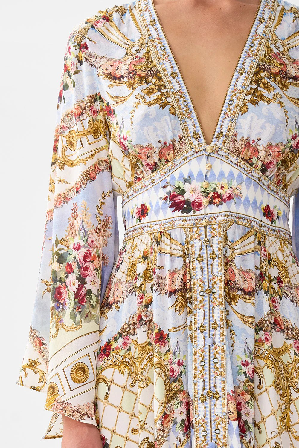 Kimono sleeve dress with shirring detail - 3