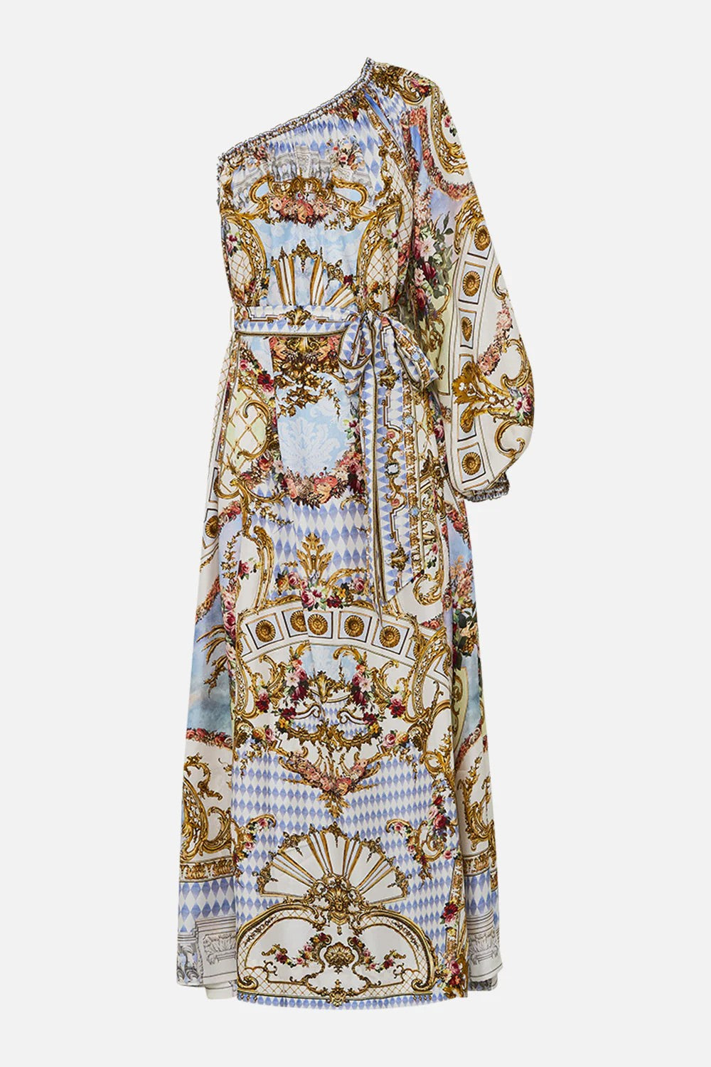 One shoulder dress with blouson sleeve - 6