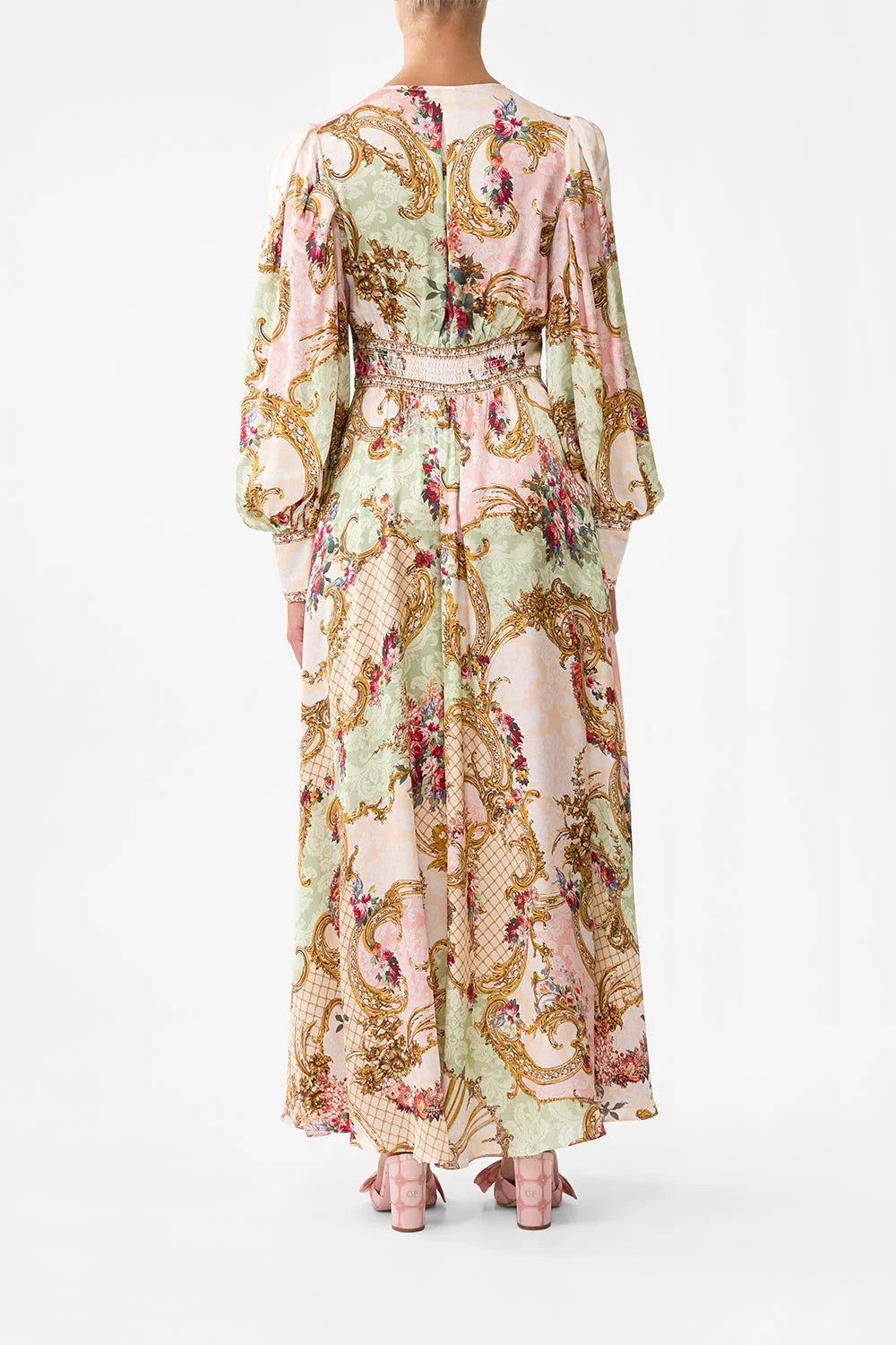 Shaped waistband dress with gathered sleeves - 5