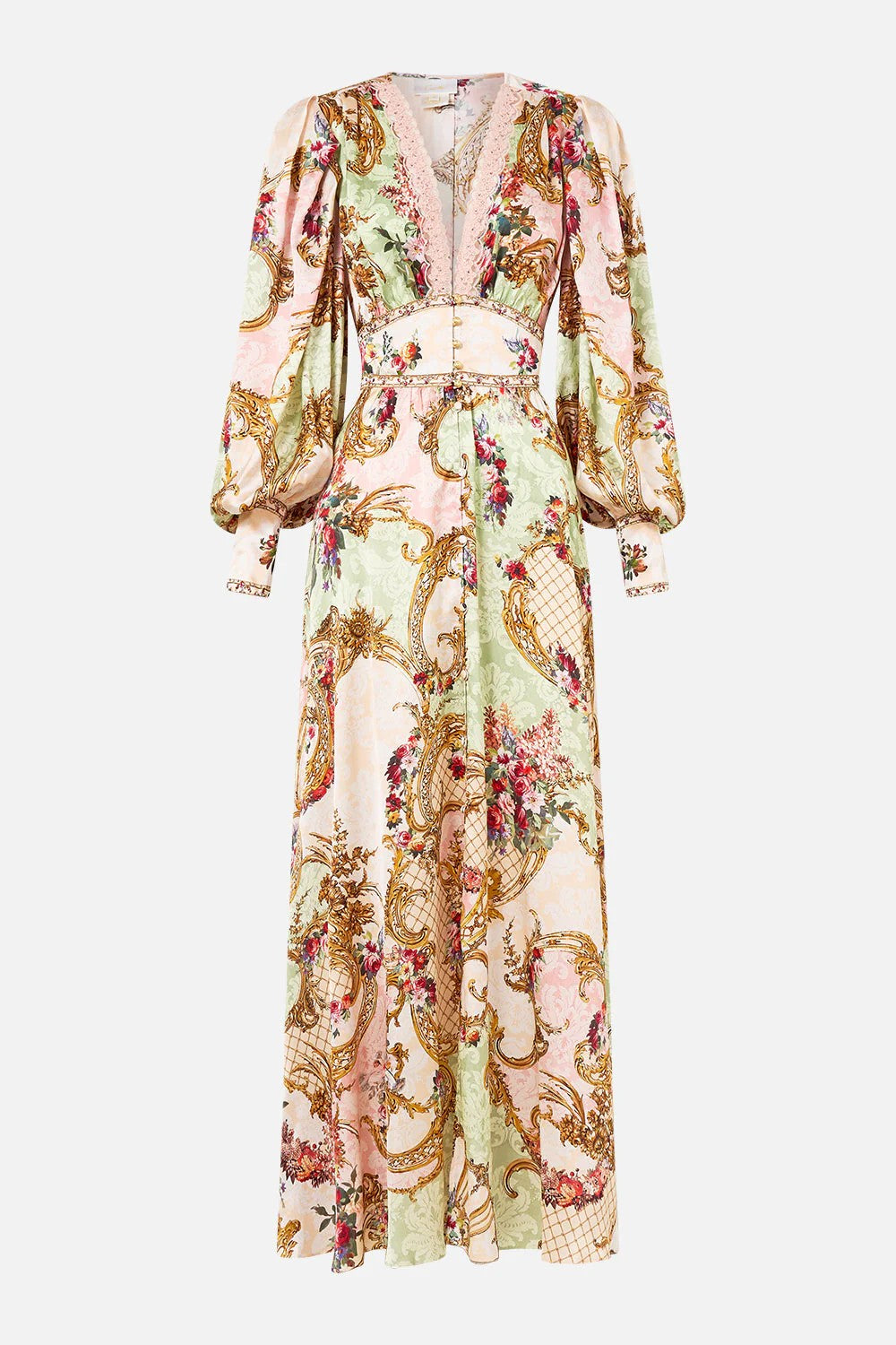 Shaped waistband dress with gathered sleeves - 6