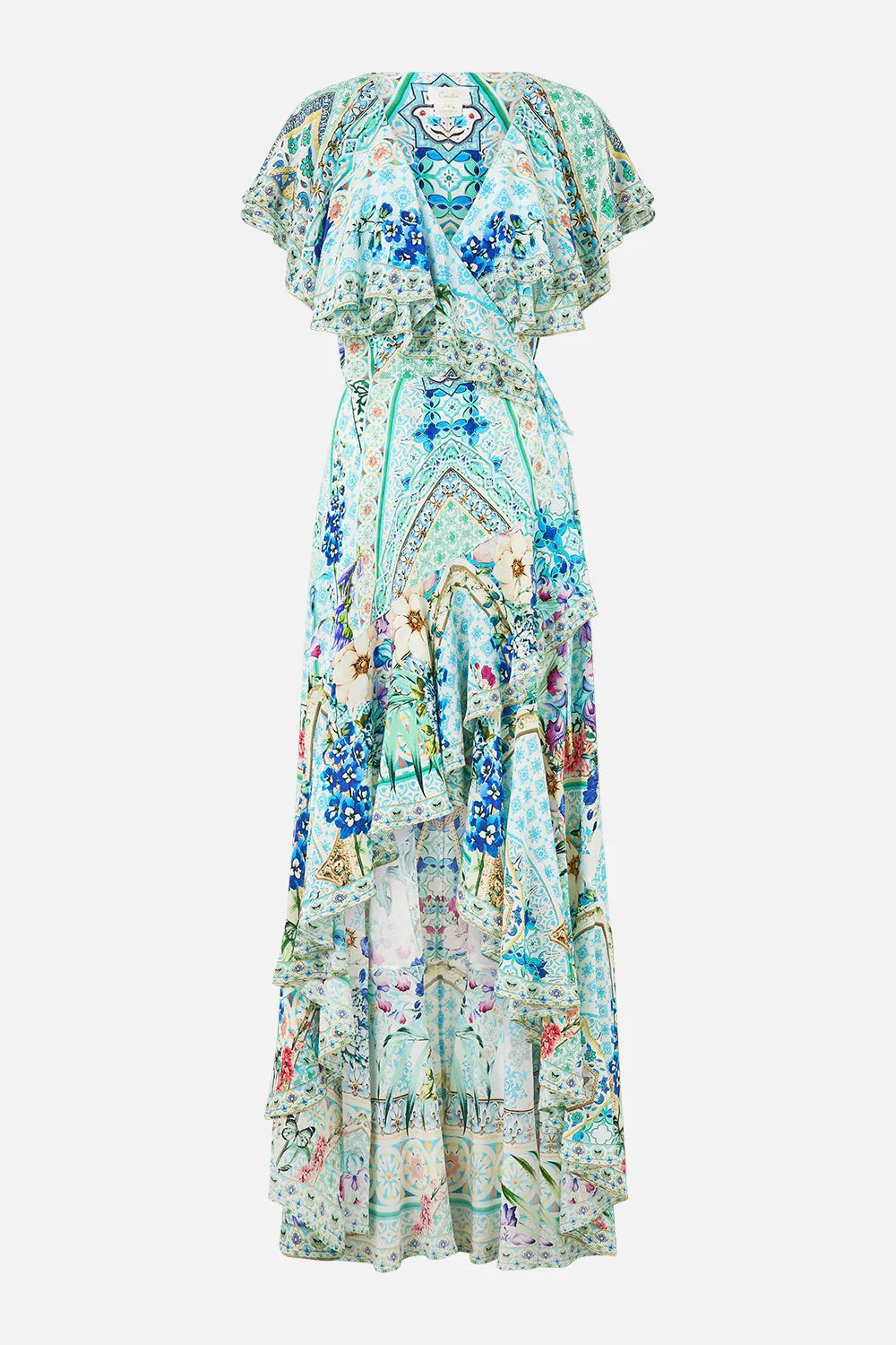 Frill sleeve long dress - Blue - 5