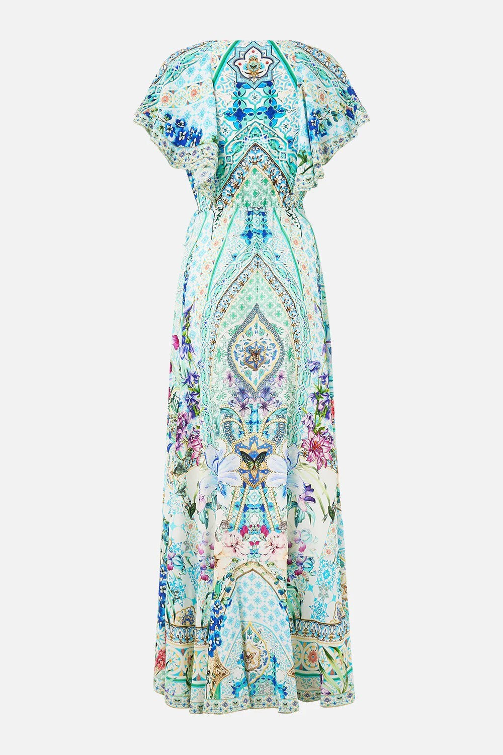 Frill sleeve long dress - Blue - 6