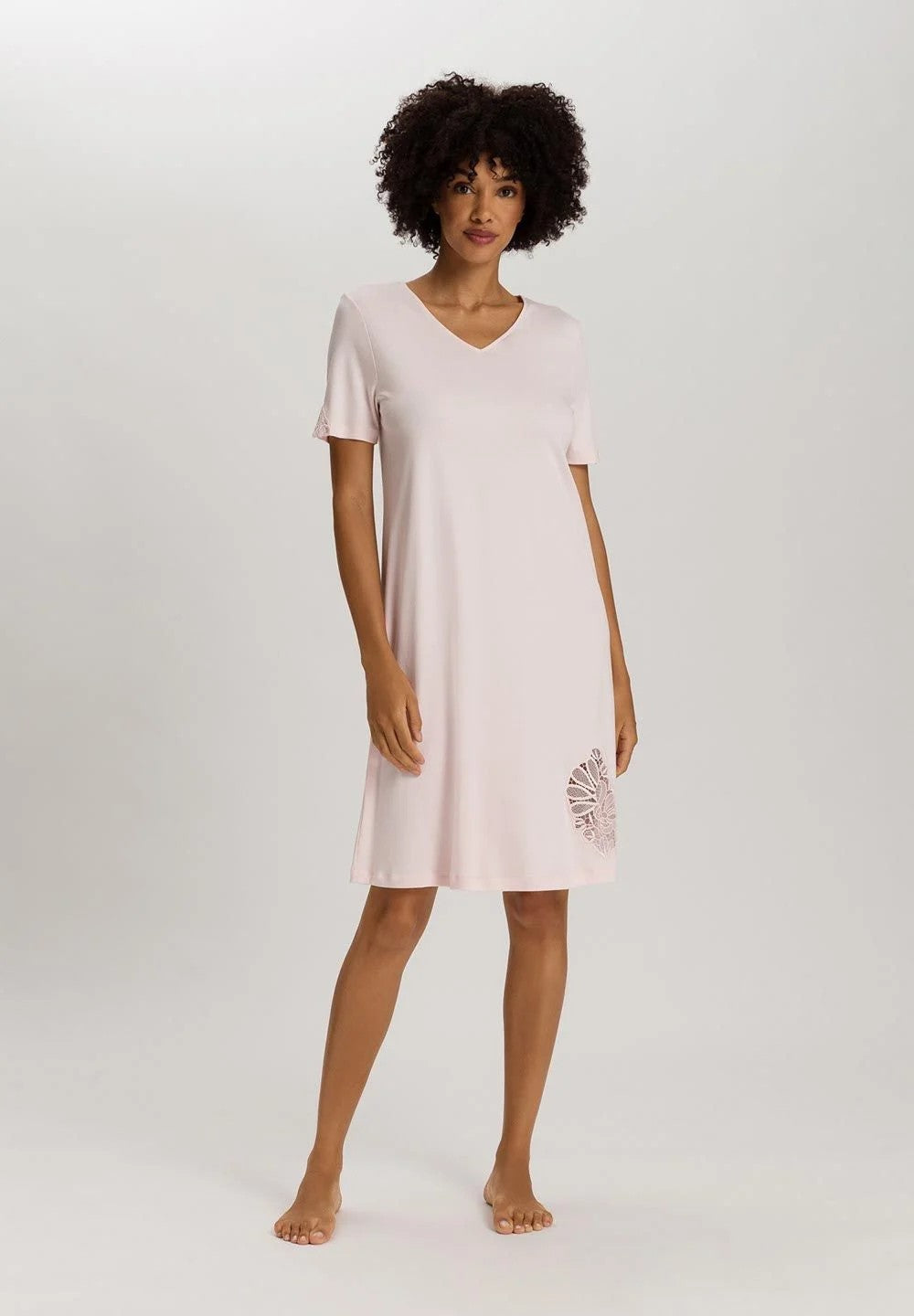Belina NW Short Sleeves Nightdress 100 cm - Pink - 1