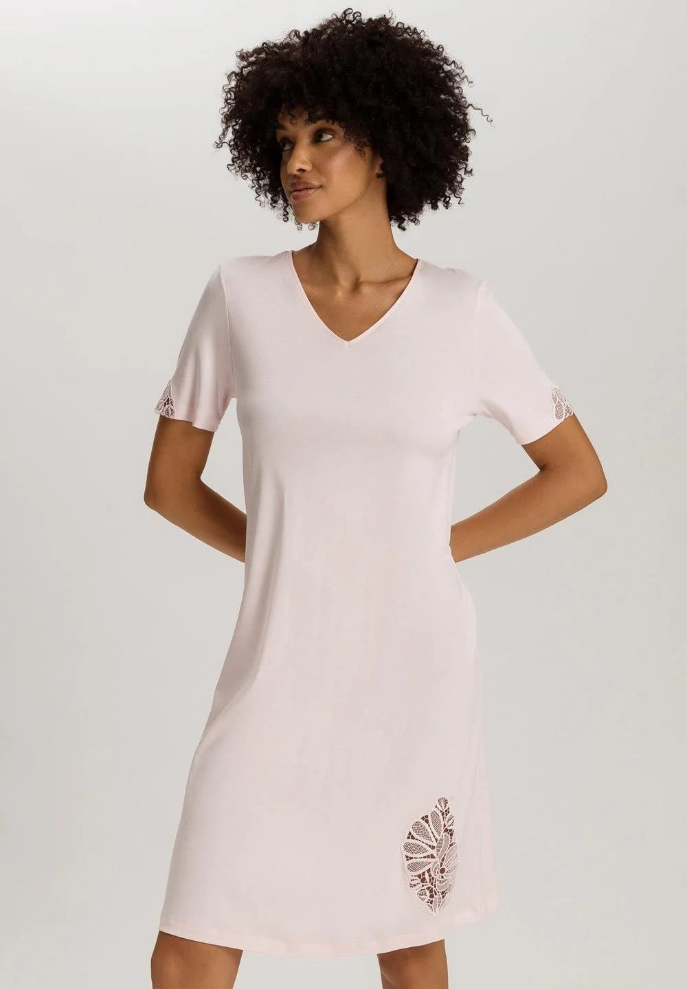 Belina NW Short Sleeves Nightdress 100 cm - Pink - 2