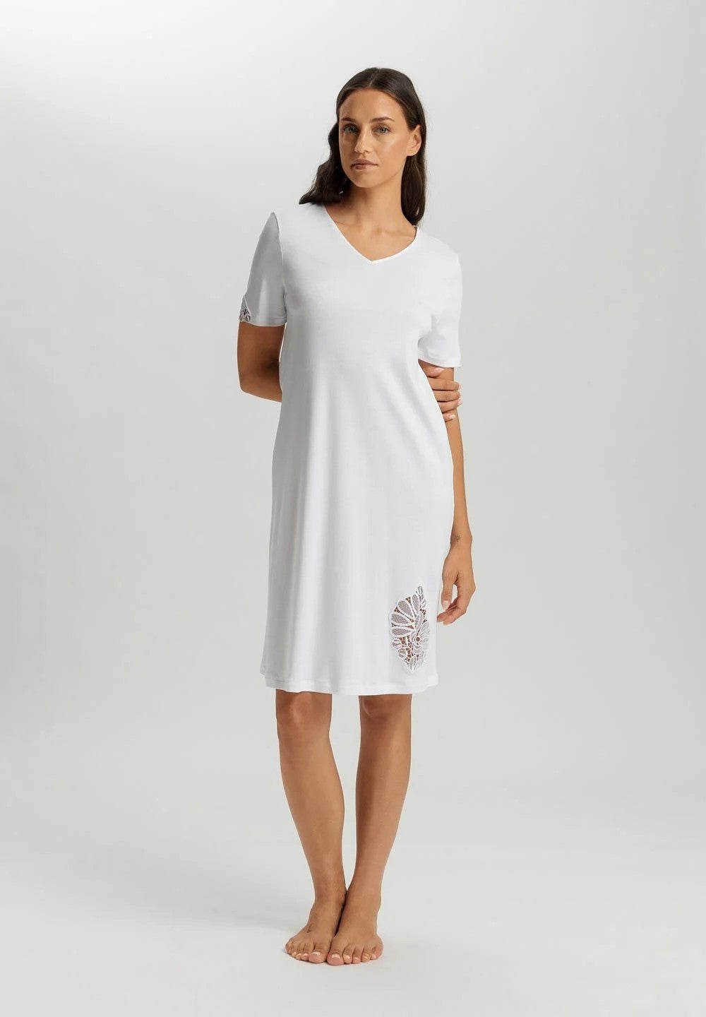 Belina NW Short Sleeves Nightdress 100 cm - White - 1