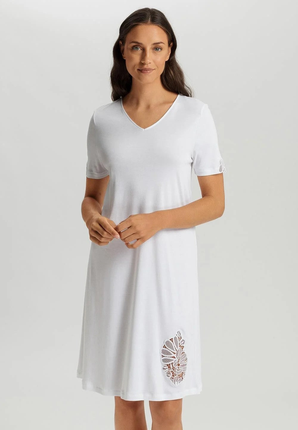 Belina NW Short Sleeves Nightdress 100 cm - White - 2
