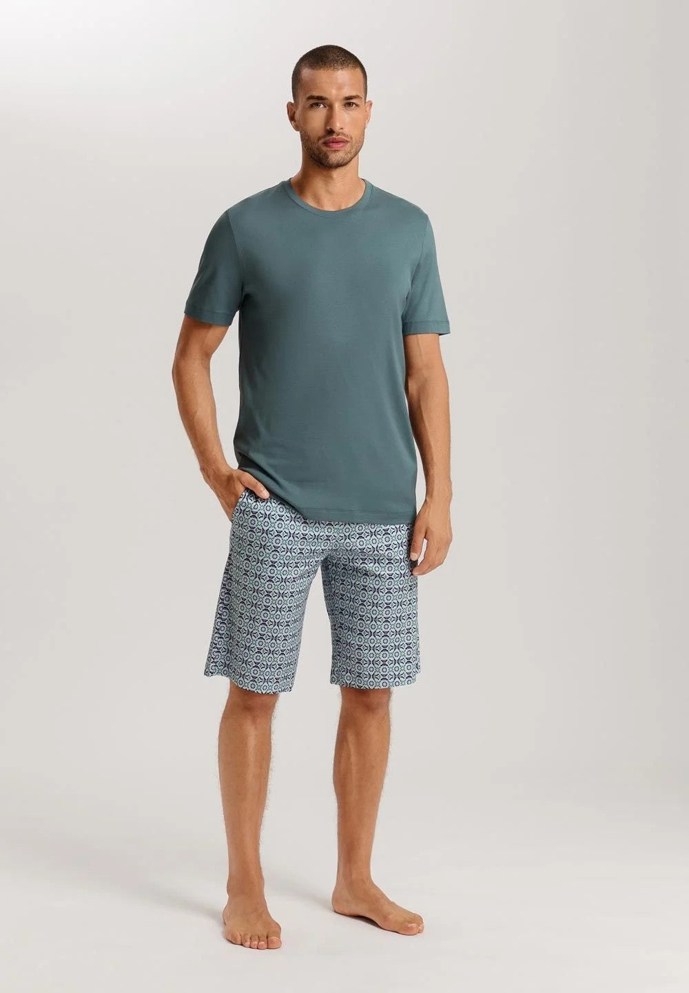 Hanro Night & Day Men S/Slv Pyjama - Green - 1