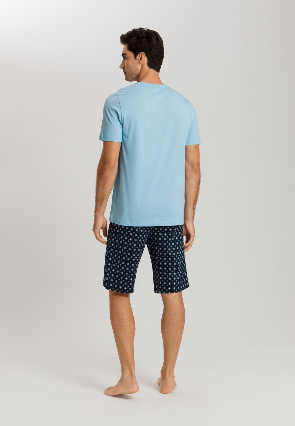 Hanro S/SLV Pyjama in regatta tie print - Blue - 2