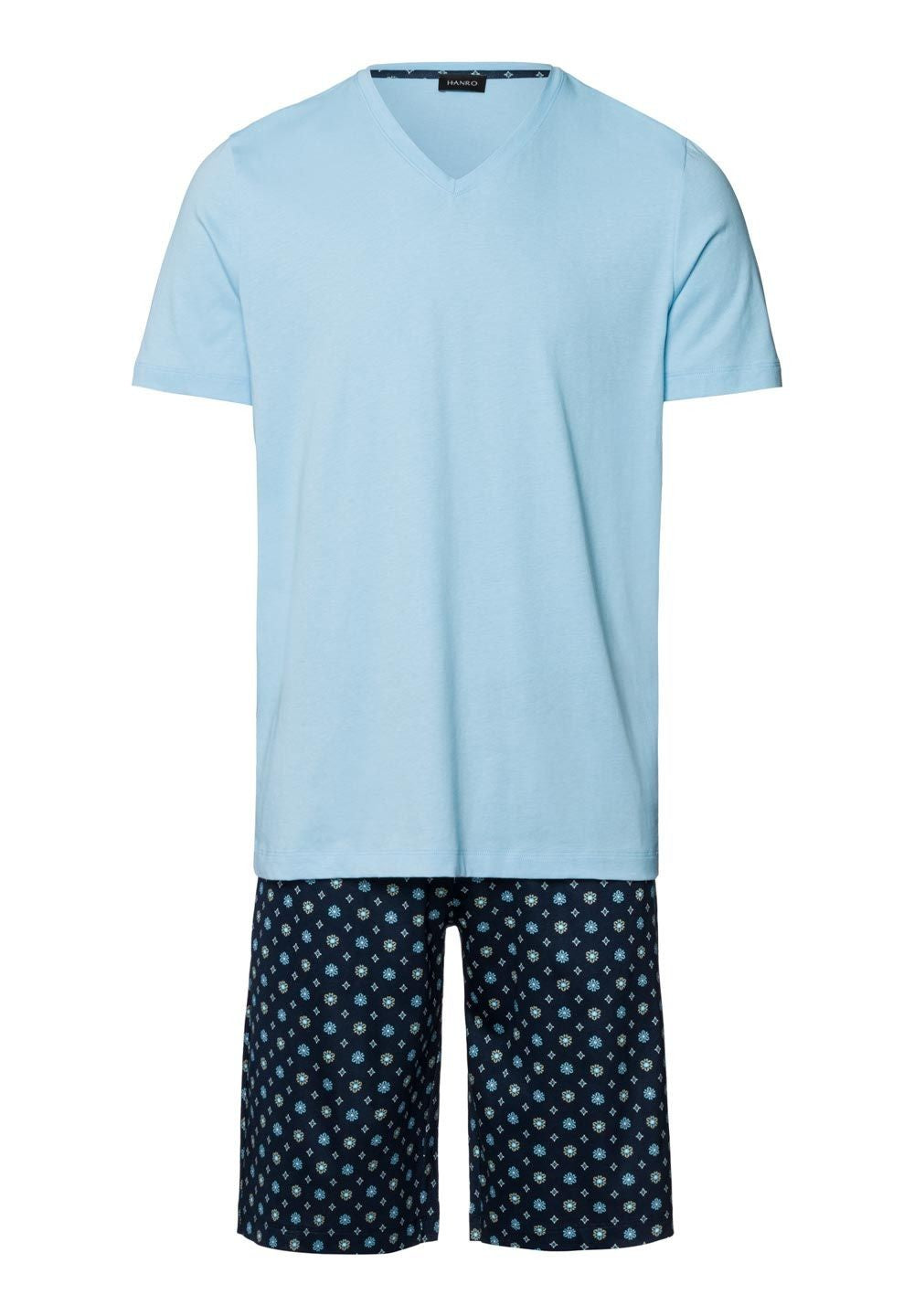 Hanro S/SLV Pyjama in regatta tie print - Blue - 5