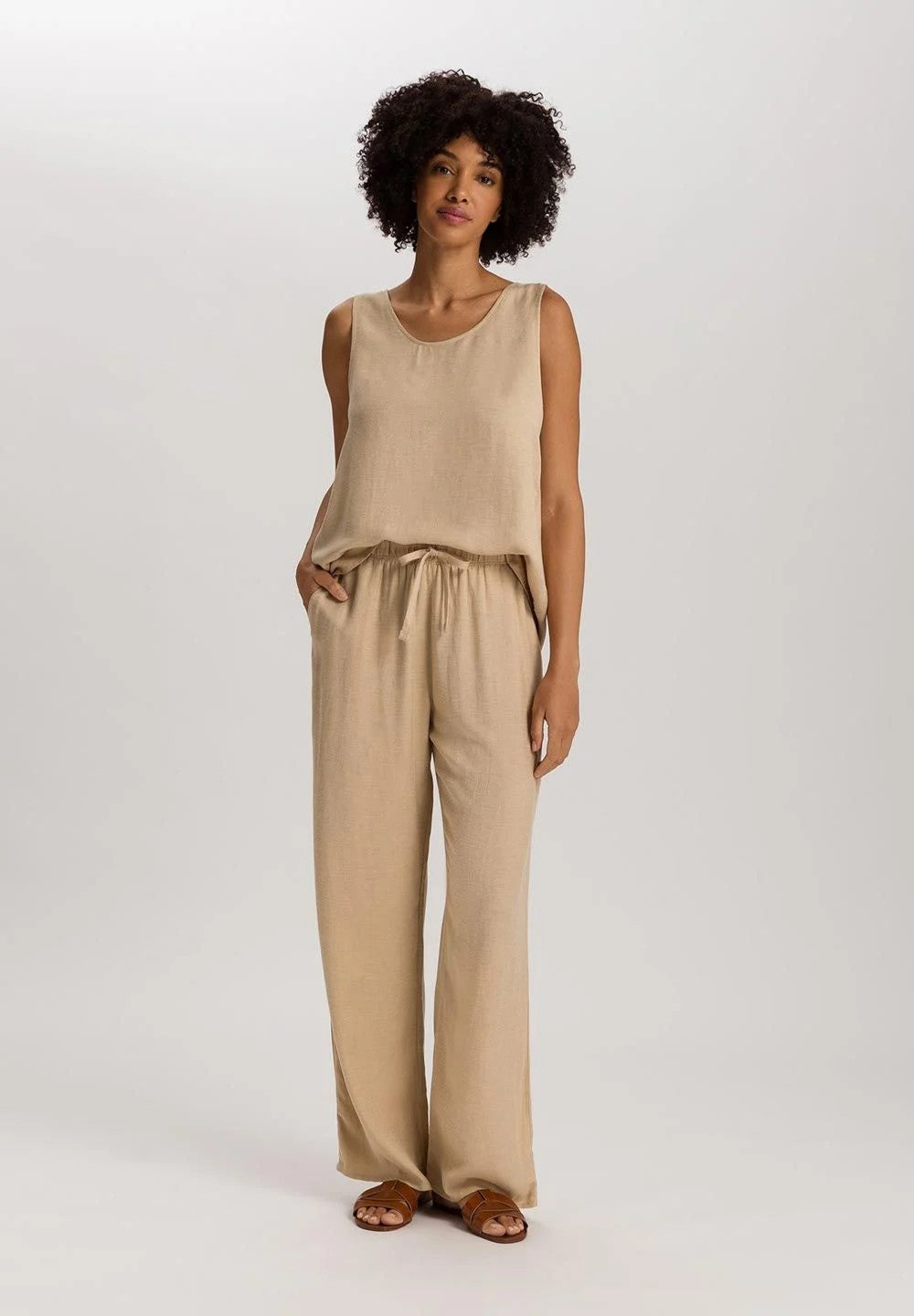 Urban Casuals Tank Top With Long Pants - Beige - 1