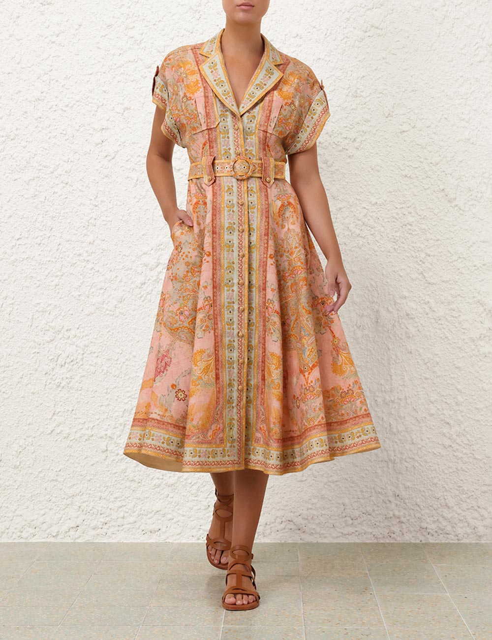 Acacia Midi Shirt Dress - Pink - 1