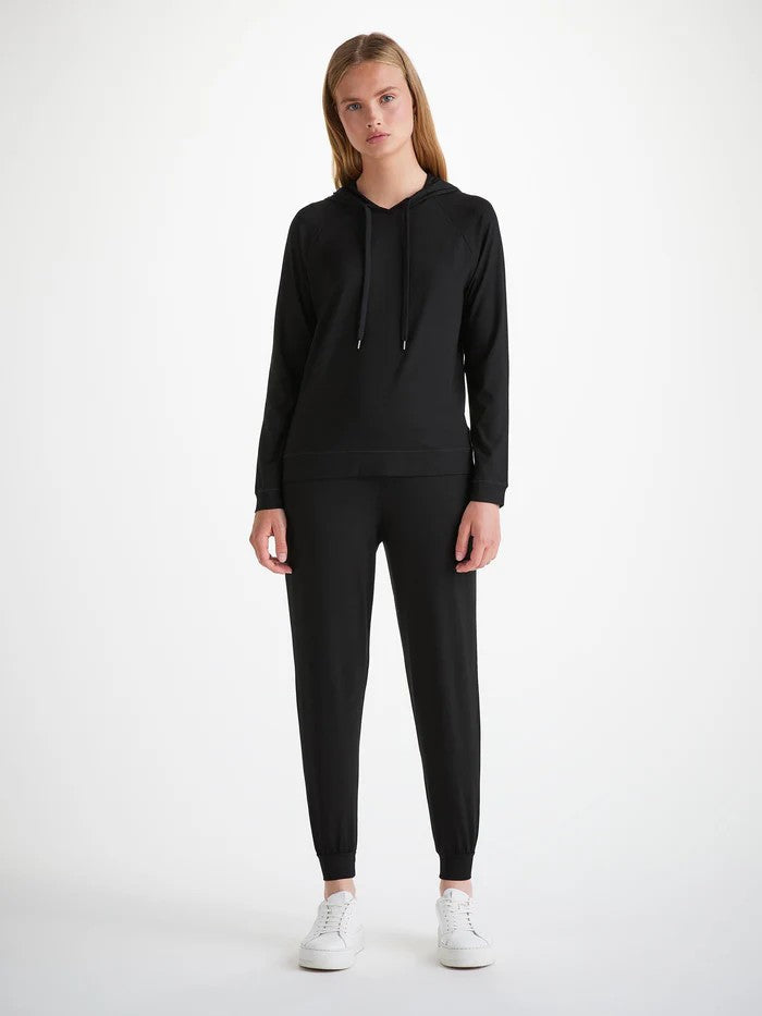 Basel Micro Modal Stretch - Women's Pullover Hoodie with Trousers - Black - 1