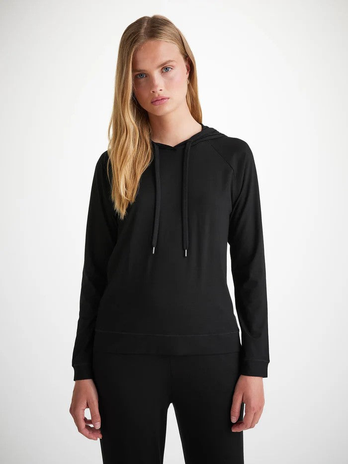 Basel Micro Modal Stretch - Women's Pullover Hoodie with Trousers - Black - 2