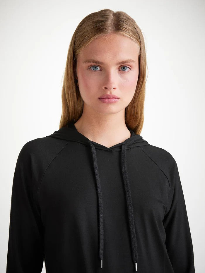 Basel Micro Modal Stretch - Women's Pullover Hoodie with Trousers - Black - 3