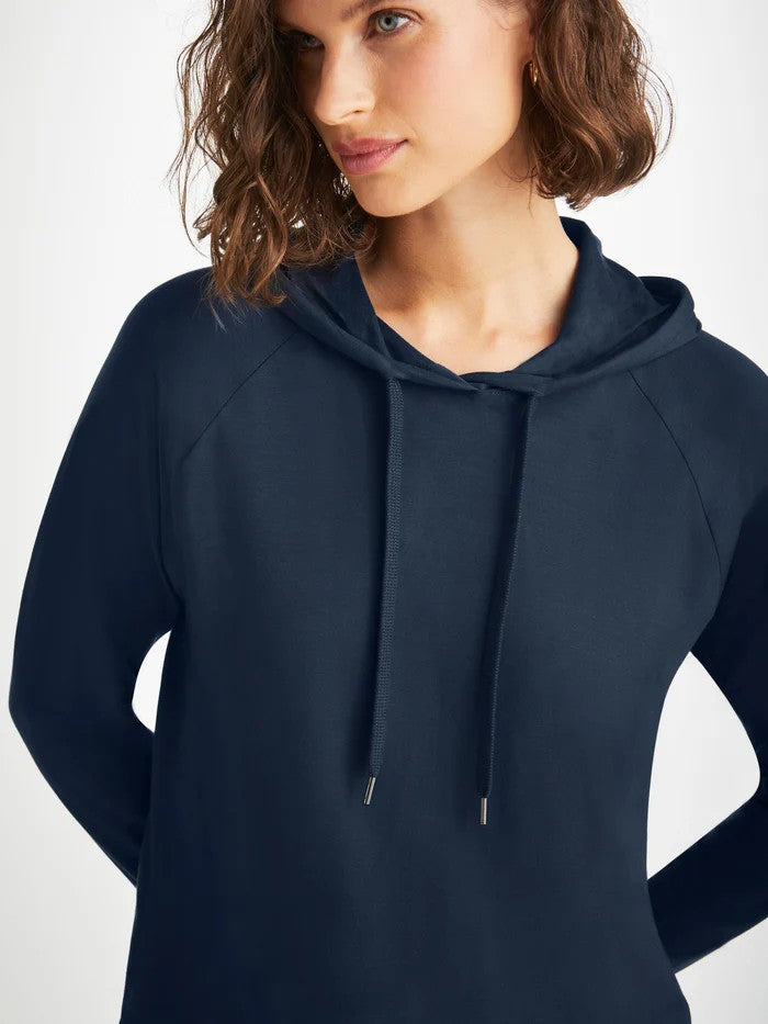 Basel Micro Modal Stretch - Women's Pullover Hoodie with Trousers - Navy - 2